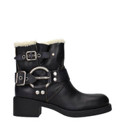 Miu Miu Black Leather Ankle Boots