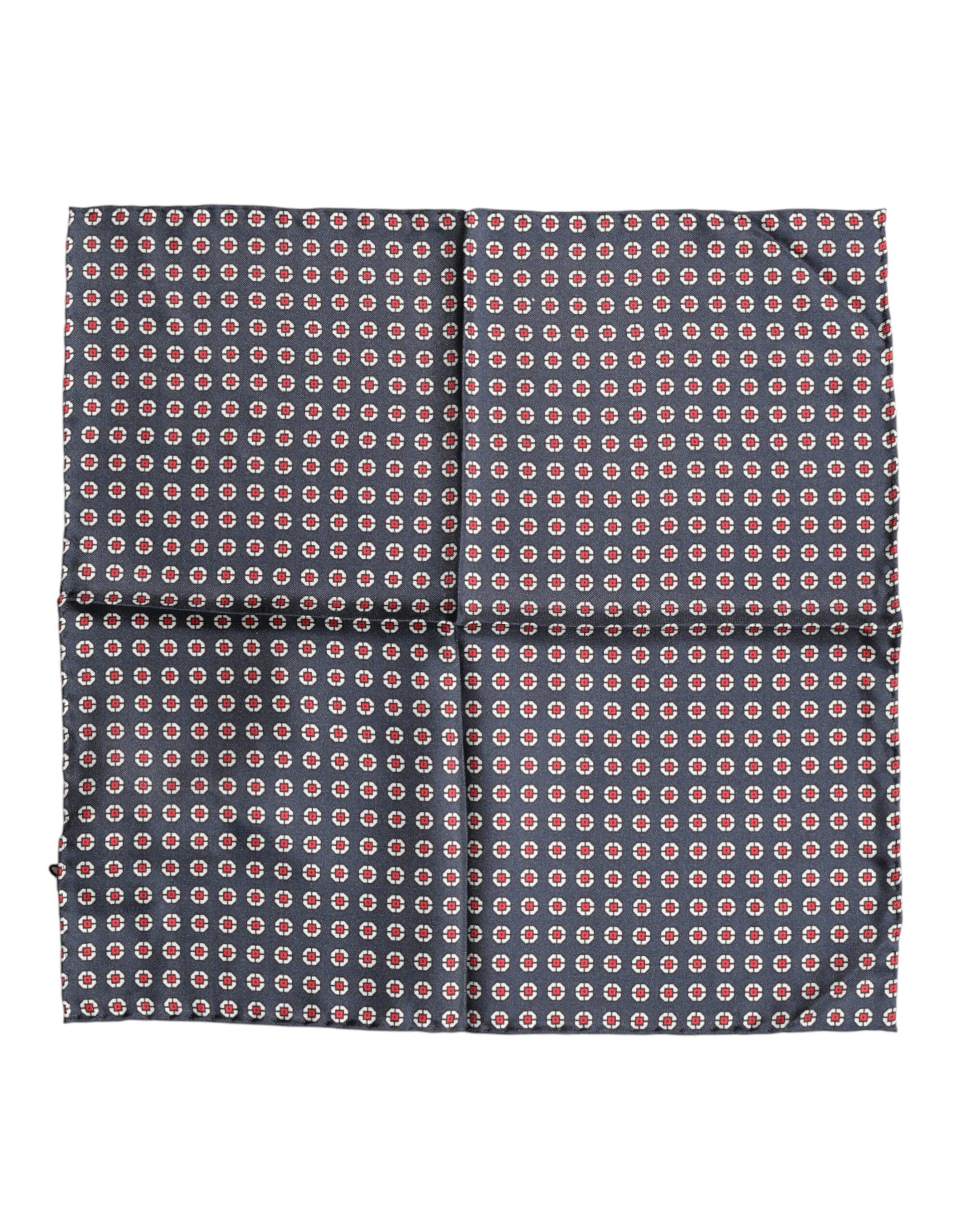 Dolce & Gabbana Blue Patterned Silk Square Handkerchief Scarf for Men