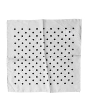 Dolce & Gabbana White Polka Dot Square Handkerchief Scarf for Men