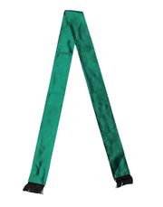 Dolce & Gabbana Green Silk Fringes Neck Wrap Foulard Scarf