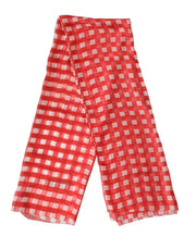 Dolce & Gabbana Red Checkered Stole Neck Wrap Shawl Scarf for Men