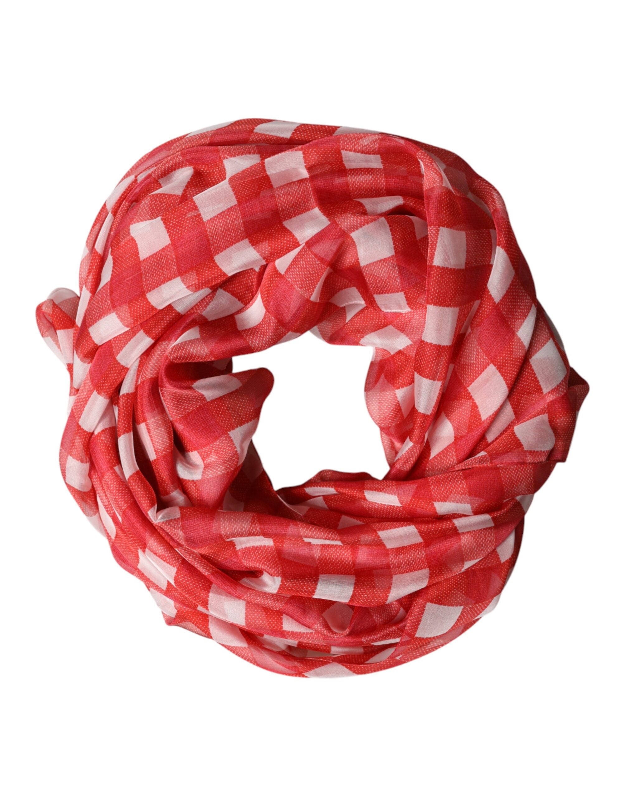 Dolce & Gabbana Red Checkered Stole Neck Wrap Shawl Scarf for Men