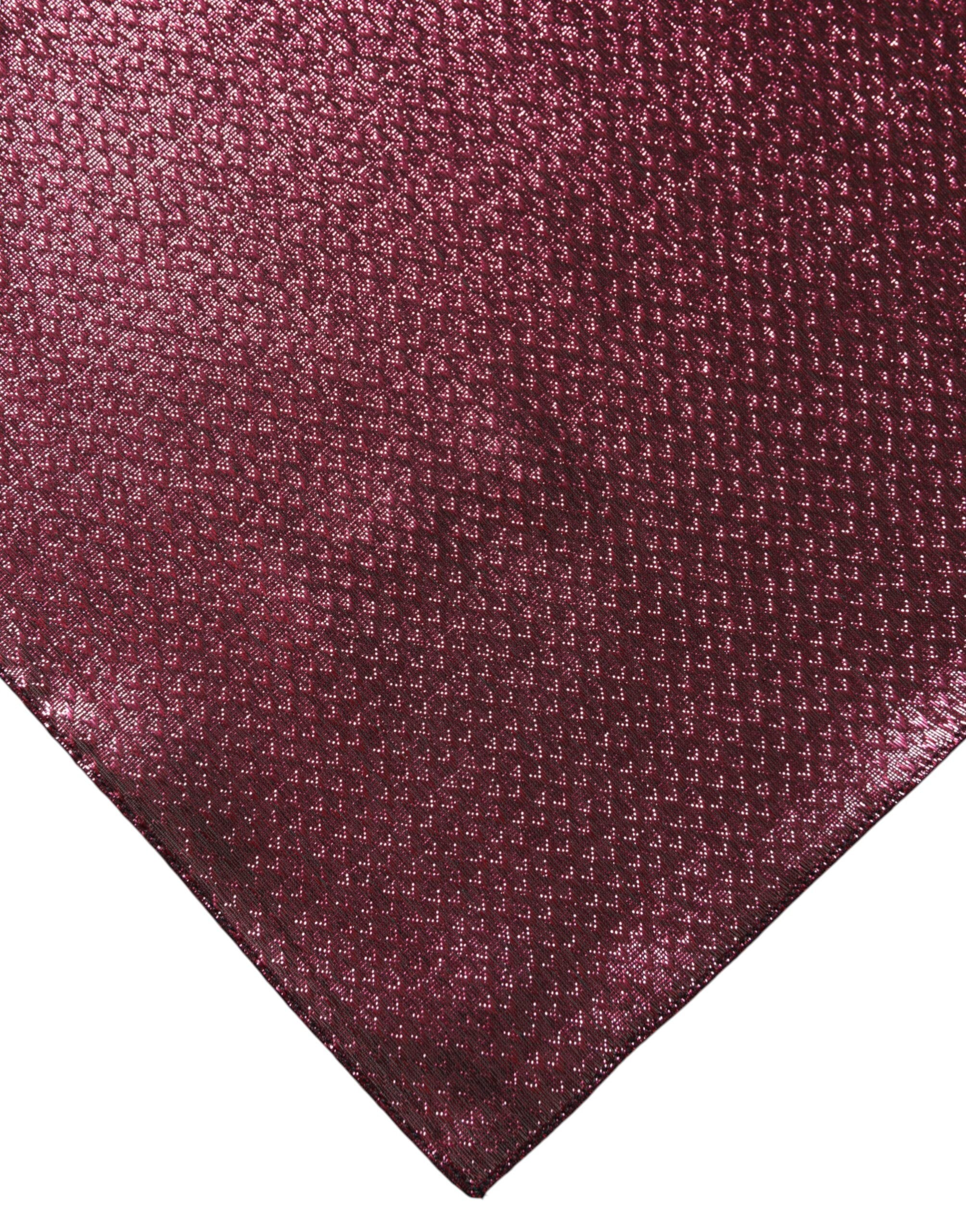 Dolce & Gabbana Metallic Pink Silk Square Foulard Scarf