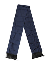 Dolce & Gabbana Navy Blue Silk Fringes Neck Foulard Scarf for Men