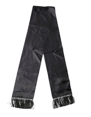 Dolce & Gabbana Black Satin Silk Fringes Neck Foulard Scarf for Men