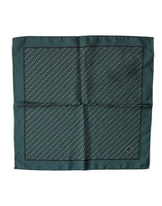 Dolce & Gabbana Dark Green Silk Patterned Handkerchief 32cm x 31cm Scarf for Men
