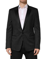 Dolce & Gabbana Dark Gray Fantasy Single Breasted Jacket Blazer