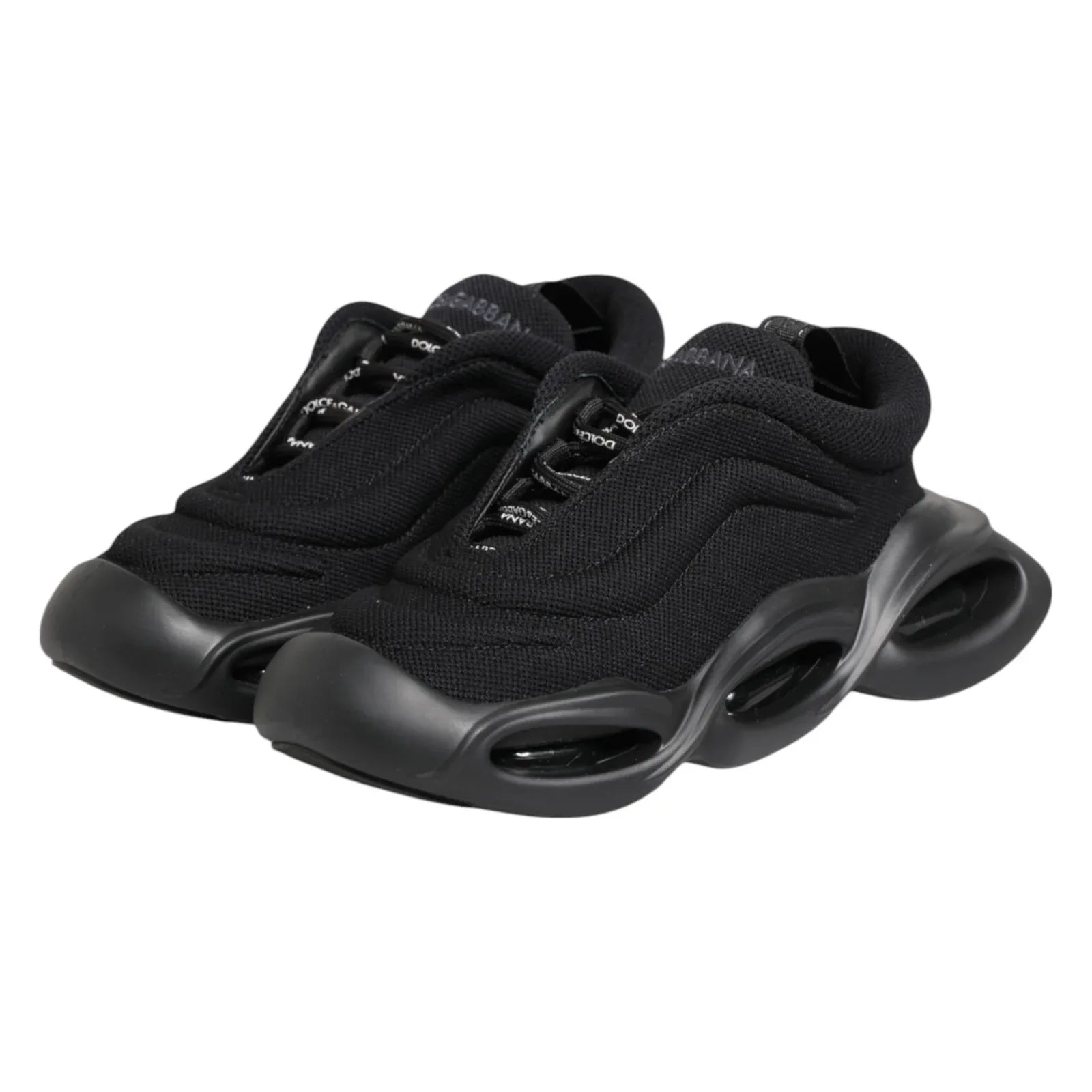 Dolce & Gabbana Black Slip On Low Top Wave Sneakers Shoes - Zachava