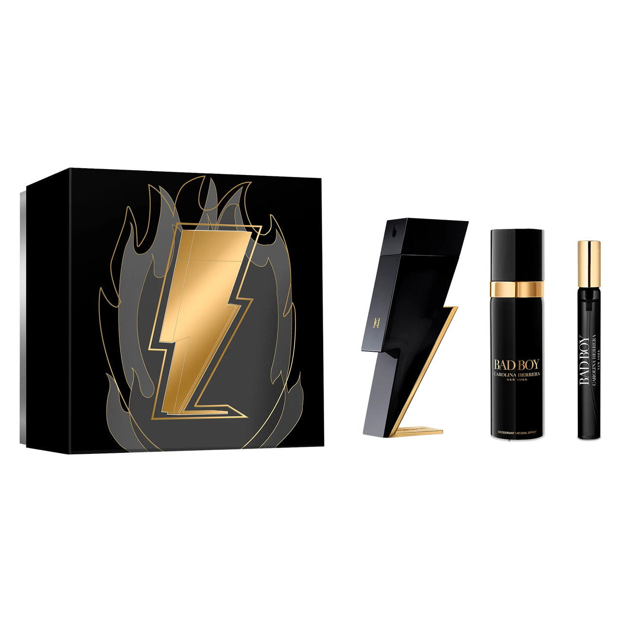 CAROLINA HERRERA BAD BOY 3 PCS SET: 3.4 EAU DE TOILETTE SPRAY + 0.34 EAU DE TOILETTE SPRAY + 3.4 DEODORANT SPRAY Main image