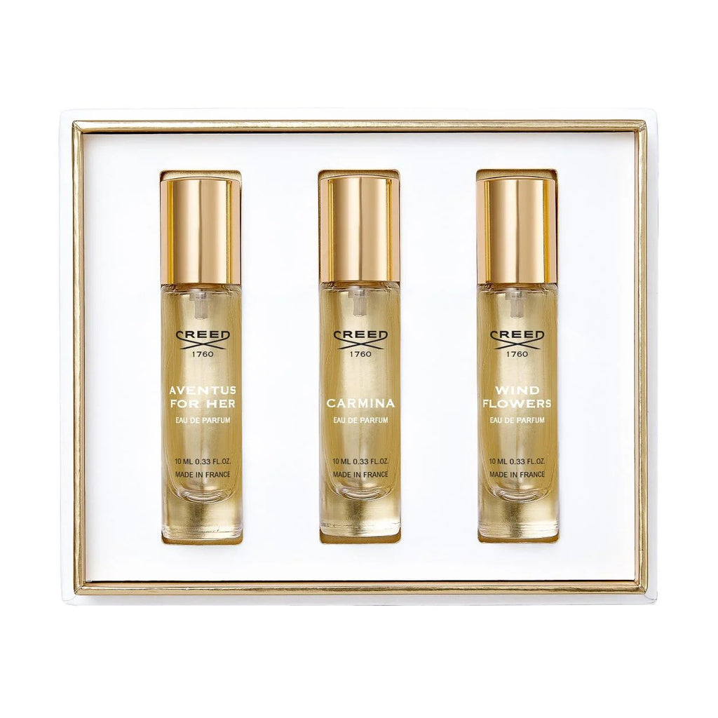 CREED 3 * 0.33 EAU DE PARFUM SPRAY SET FOR WOMEN: AVENTUS FOR HER + CARMINA + WIND FLOWERS