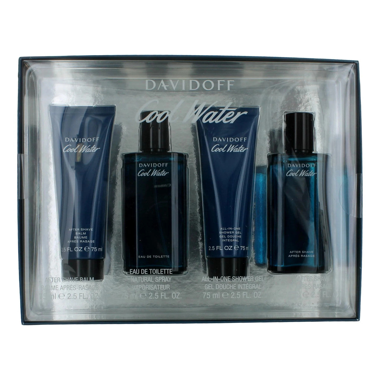COOL WATER 4 PCS SET FOR MEN: 2.5 EAU DE TOILETTE SPRAY + 2.5 AFTER SHAVE BALM + 2.5 SHOWER GEL + 2.5 AFTER SHAVE Main image