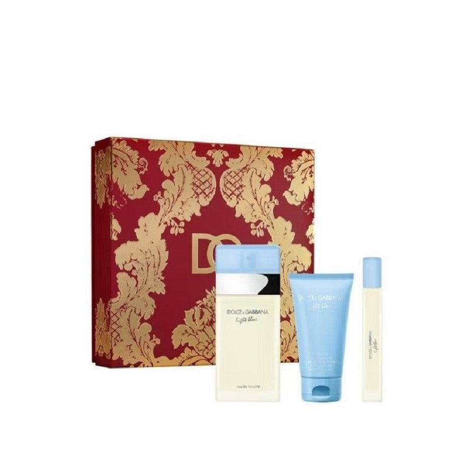 DOLCE & GABBANA LIGHT BLUE 3 PCS SET FOR WOMEN: 3.3 EAU DE TOILETTE SPRAY + 0.33 EAU DE TOILETTE SPRAY + 1.7 BODY CREAM
