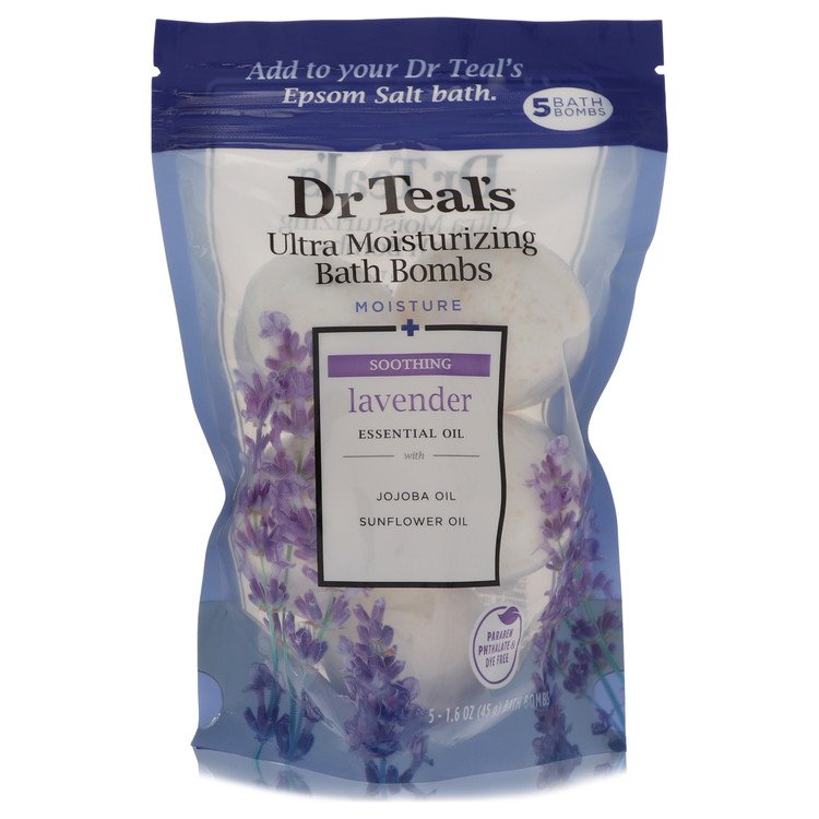 Dr Teal's Ultra Moisturizing Bath Bombs Five (5) 1.6 oz Moisture Soothing Bath Bombs with Lavender, Essential Oils, Jojoba Oil, Sunflower Oil (Unisex) By Dr Teal's, Cologne for Men, available at zachava.com