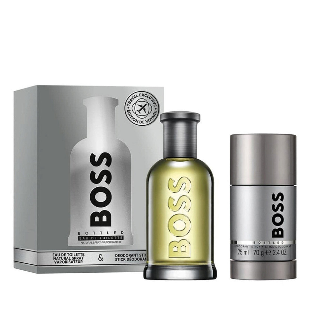 HUGO BOSS BOTTLED 2 PCS SET FOR MEN: 3.3 EAU DE TOILETTE SPRAY + 2.4 DEODORANT STICK Main image