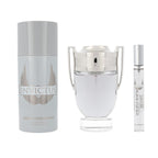 PACO RABANNE INVICTUS 3 PCS SET FOR MEN: 3.4 EAU DE TOILETTE SPRAY + 5.1 DEODORANT SPRAY + 0.34 EAU DE TOILETTE SPRAY..