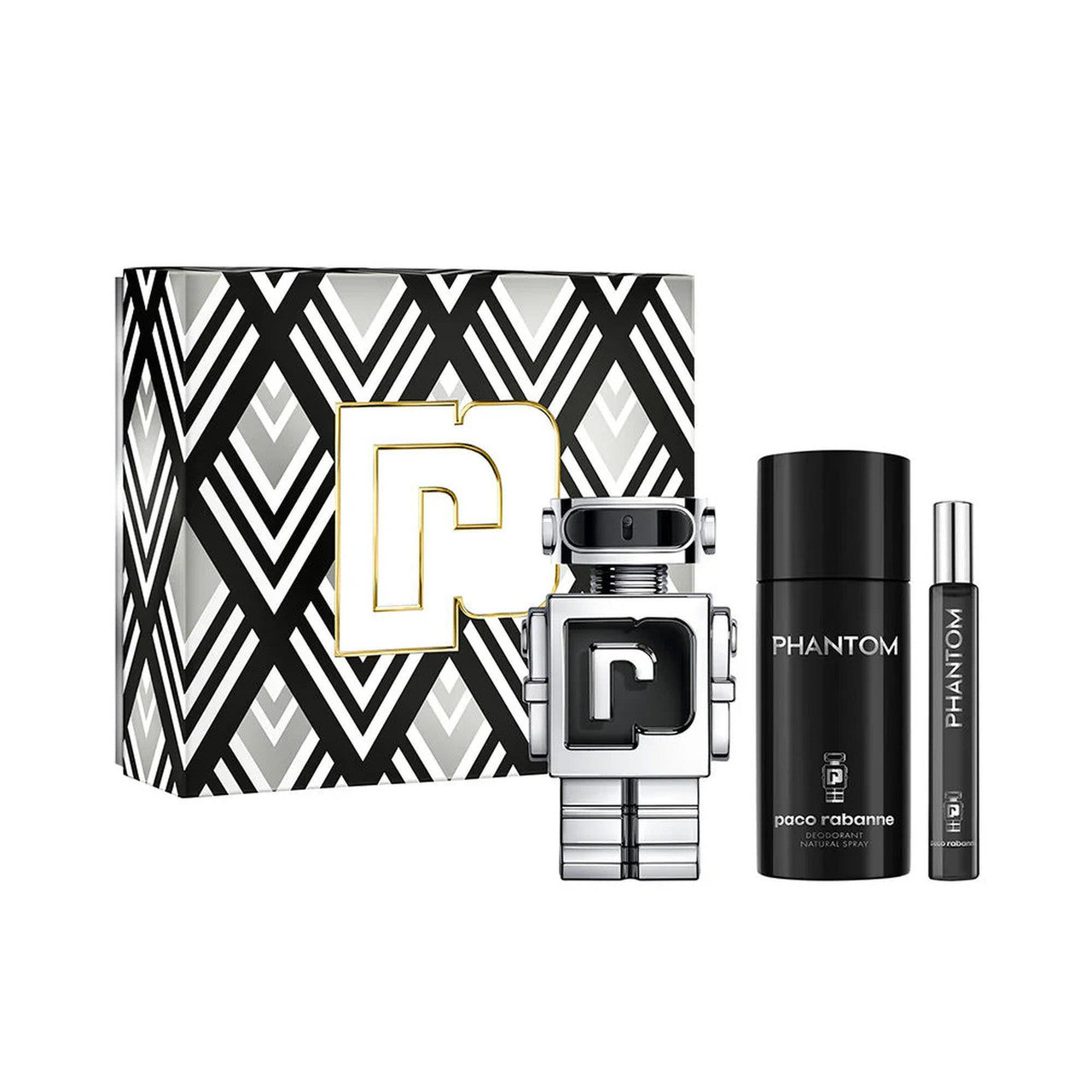 PACO RABANNE PHANTOM 3 PCS SET FOR MEN: 3.4 EAU DE TOILETTE SPRAY + 5 OZ DEODORANT SPRAY +  0.34 EAU DE TOILETTE SPRAY Main image