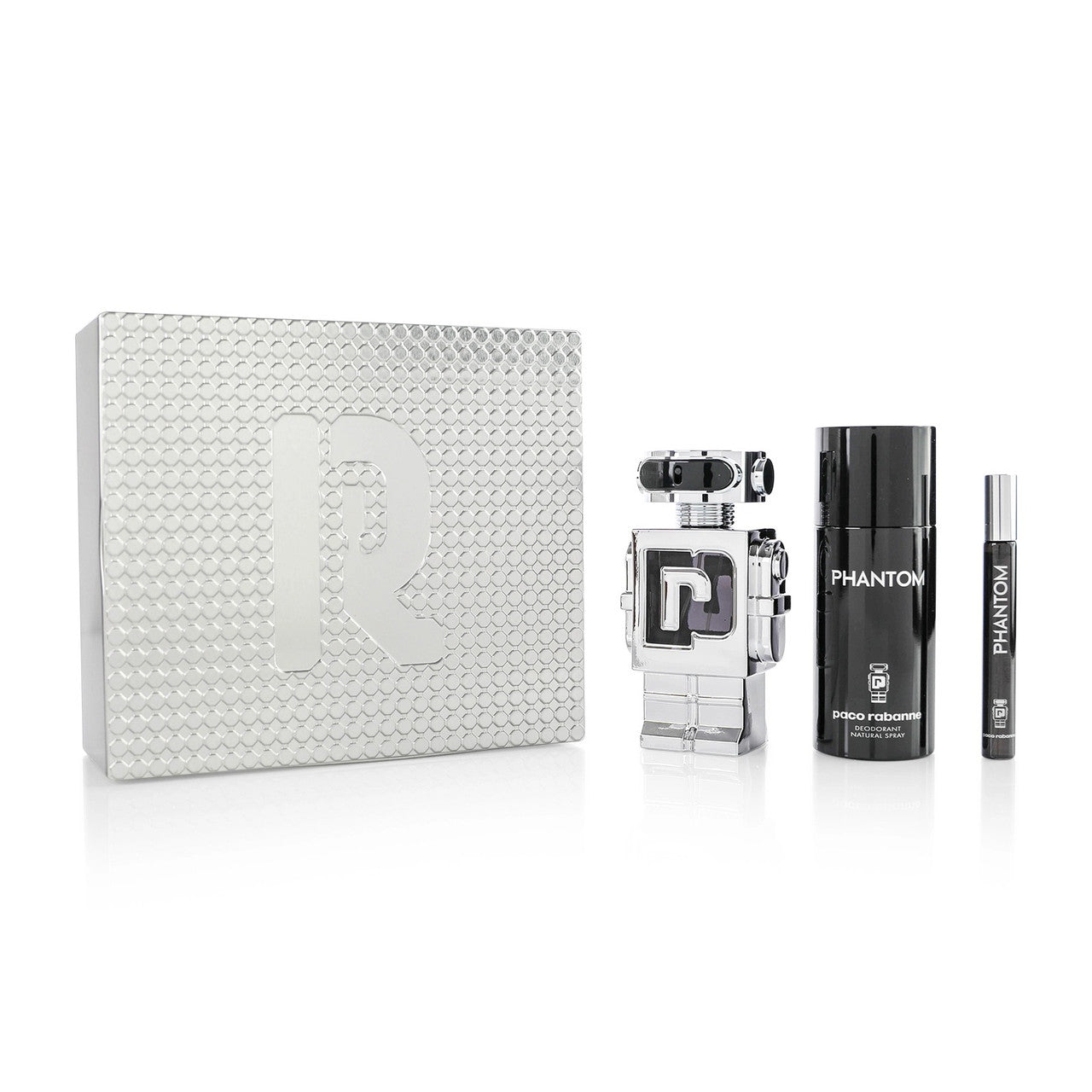 PACO RABANNE PHANTOM 3 PCS SET FOR MEN: 3.3 EAU DE TOILETTE SPRAY + 5 OZ DEODORANT SPRAY + 0.33 EAU DE TOILETTE SPRAY Main image