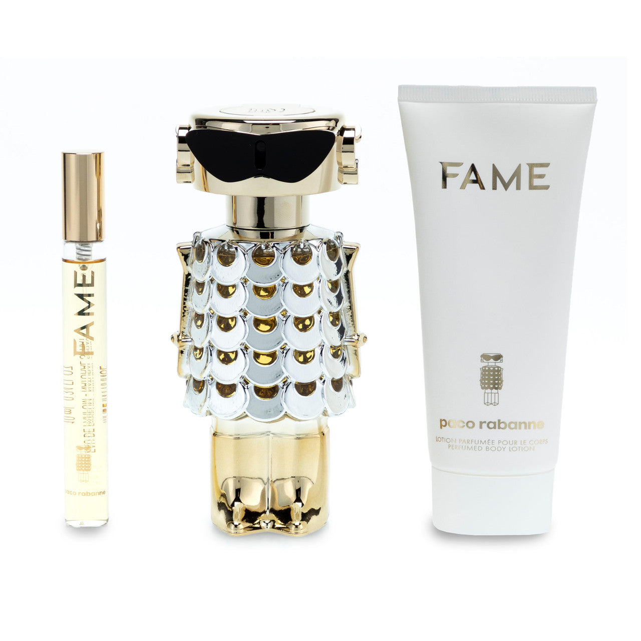 PACO RABANNE FAME 3 PCS SET FOR WOMEN: 2.7 EAU DE PARFUM SPRAY + 0.33 EAU DE PARFUM SPRAY + 3.4 BODY LOTION
 Main image