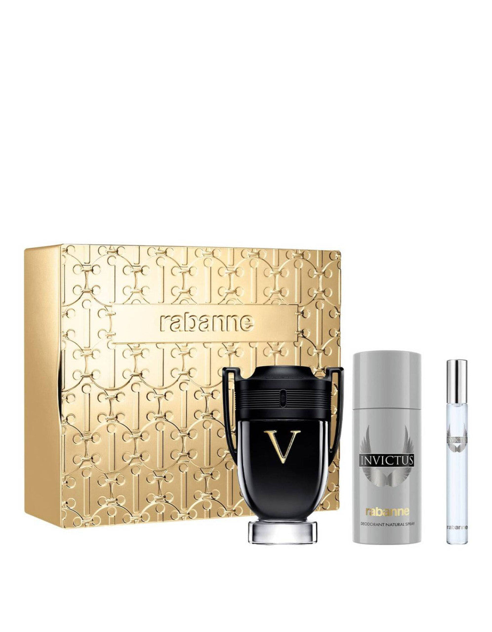 PACO RABANNE INVICTUS VICTORY EXTREME 3 PCS SET FOR MEN: 3.4 EAU DE PARFUM SPRAY + 5.1 DEODORANT SPRAY + 0.34 EAU DE TOILETTE SPRAY
 Main image