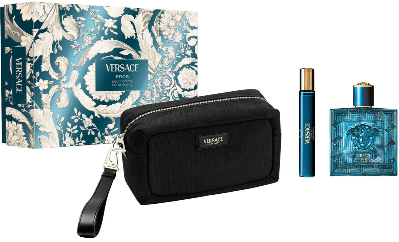 VERSACE EROS 3 PCS SET FOR MEN: 3.4 EAU DE PARFUM SPRAY + 0.3 EAU DE PARFUM SPRAY + POUCH Main image