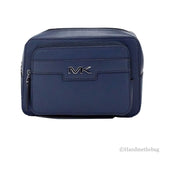Michael Kors Cooper Small Navy Blue Smooth Leather Double Zip Belt Bag for Men