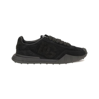 Dolce & Gabbana Black Calf Leather Bos Taurus Athletic Sneakers for Men