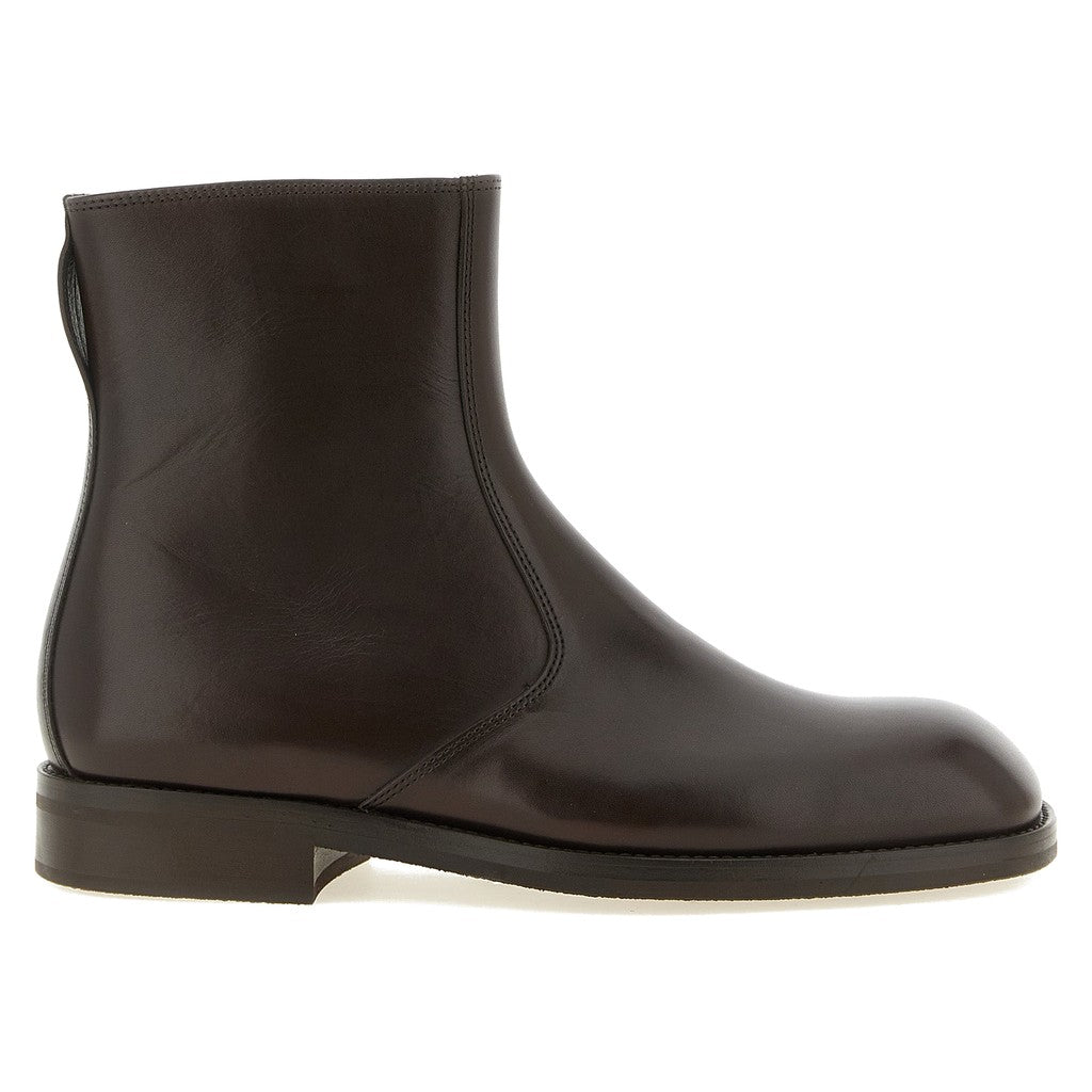 Lemaire Brown Lamb Leather Ankle Boots for Men