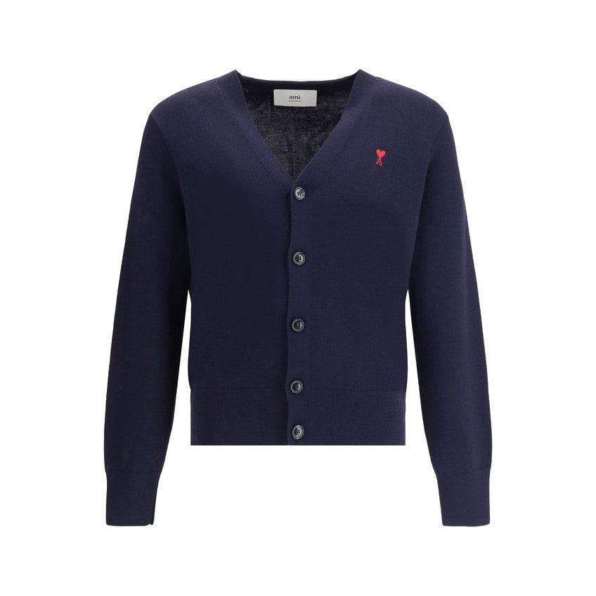 Ami Paris Blue Wool Oves Aries Cardigan for Men