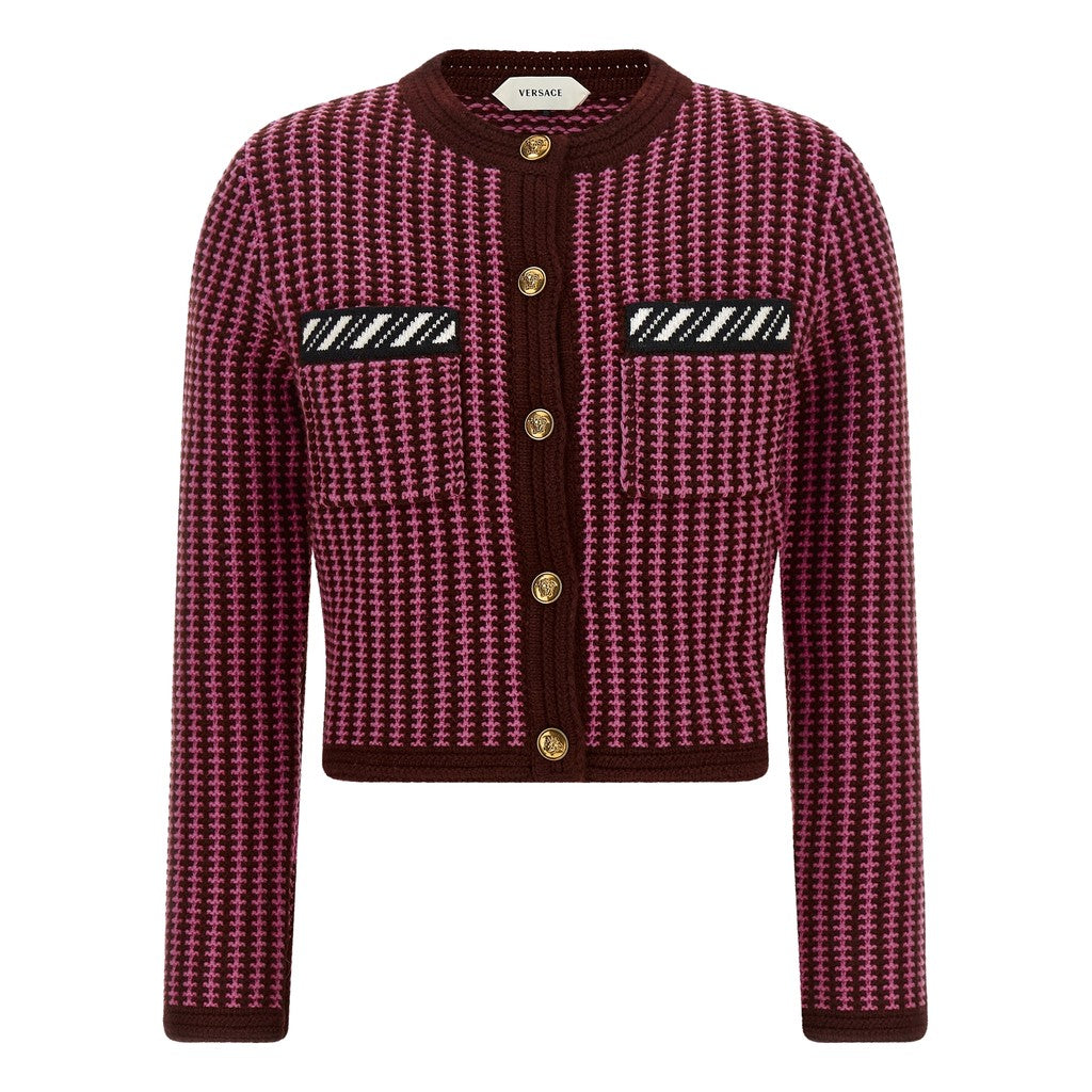 Versace Multicolor Virgin Wool Cardigan for Women