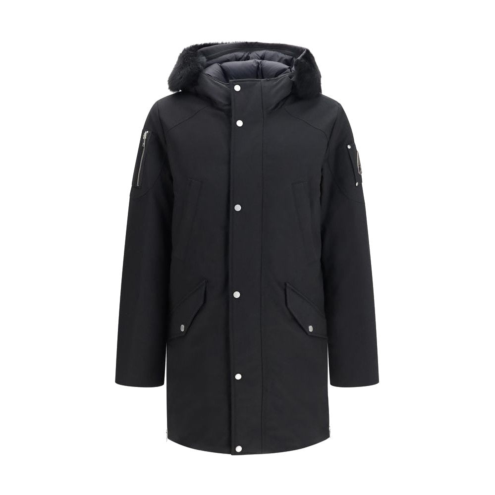 Moose Knuckles Black Cotton Parka for Men