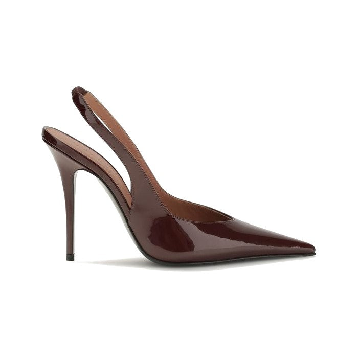 Amina Muaddi Bordeaux Calf Leather Bos Taurus Pumps for Women