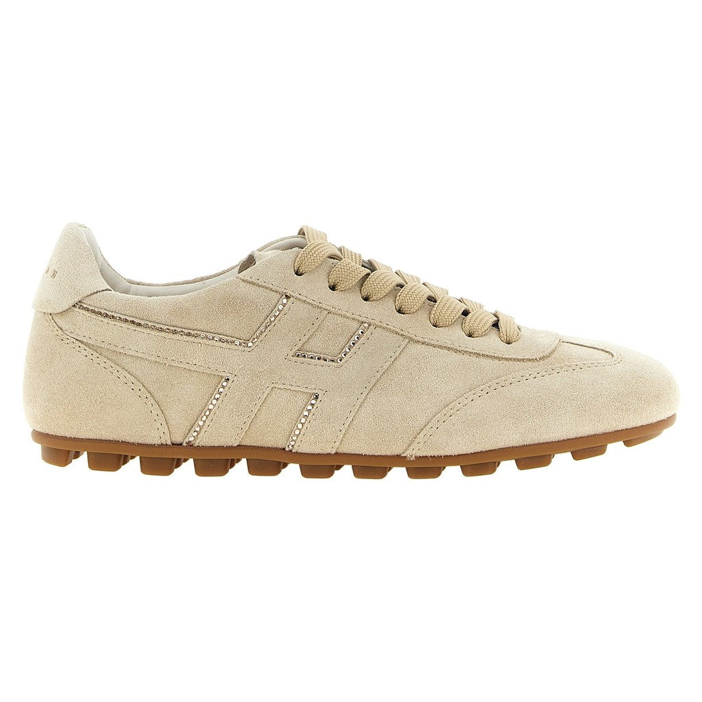 Hogan Beige Calfskin Athletic Sneakers for Women