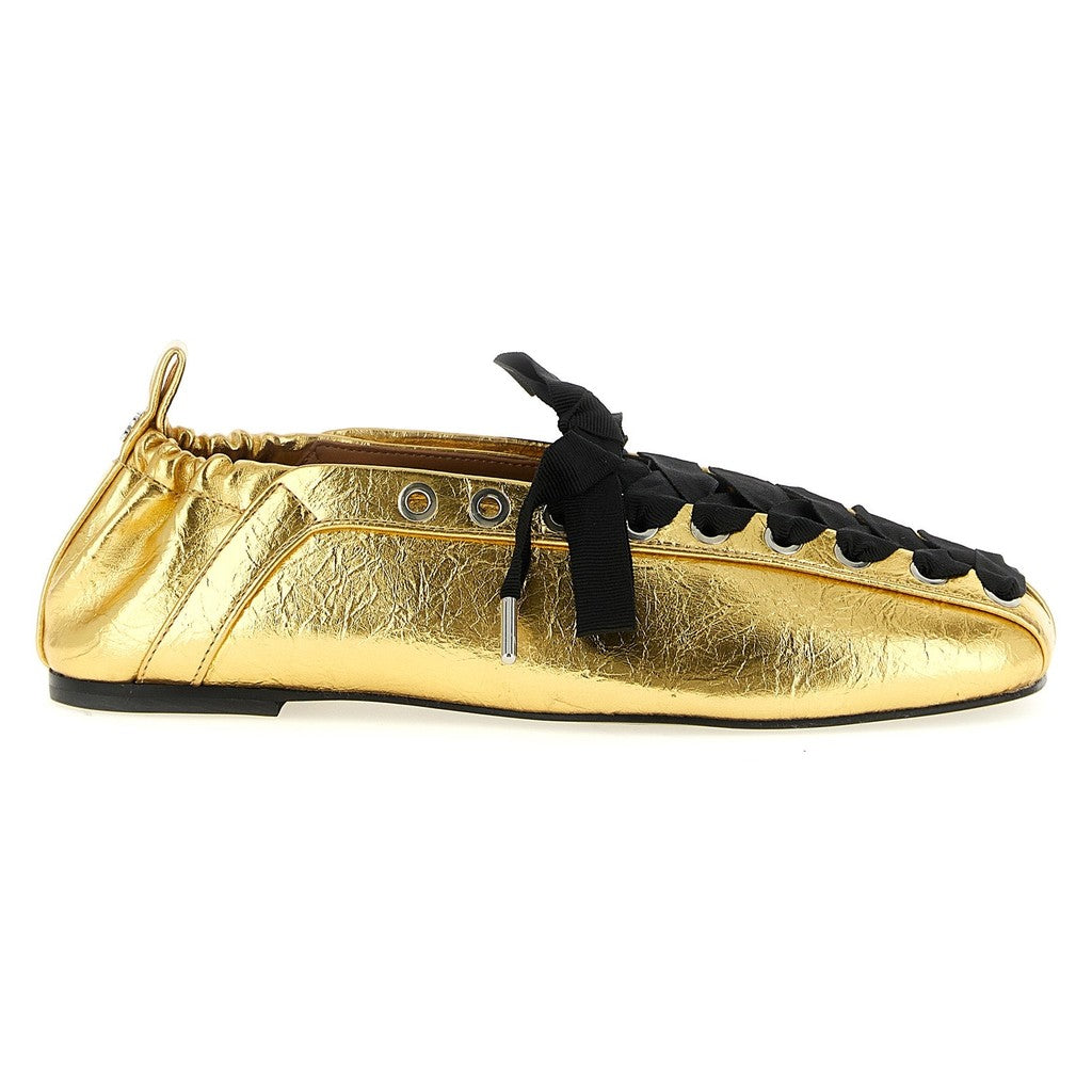 Ganni Gold Polyethylene Ballet Flats for Women