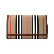 Burberry Hannah Icon Stripe Archive Tan E-Canvas Leather Wallet Crossbody Bag for Women