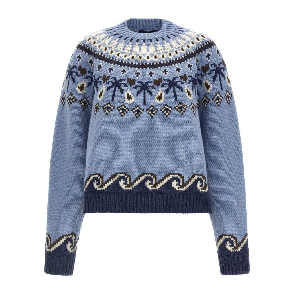 Alanui Blue Virgin Wool Cardigan for Women