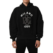 Dolce & Gabbana Black Cotton Milano1984 Print Hoodie Sweater for Men