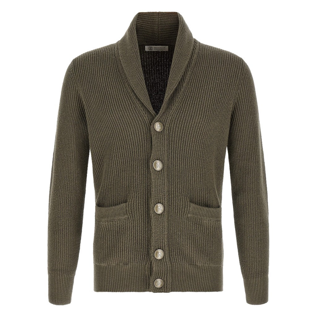 Brunello Cucinelli Bicolor Cotton Cardigan for Men