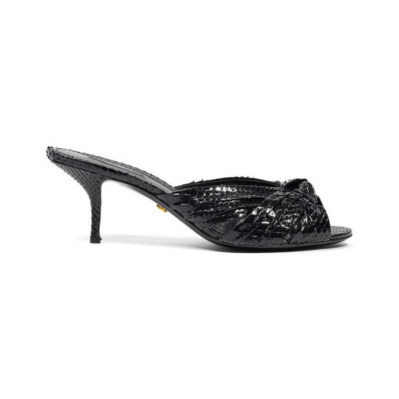 Dolce & Gabbana Black Snake Skin Platform Sandals for Women