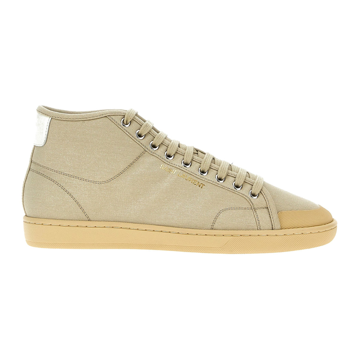 Saint Laurent Beige Cotton High Top Sneakers for Men