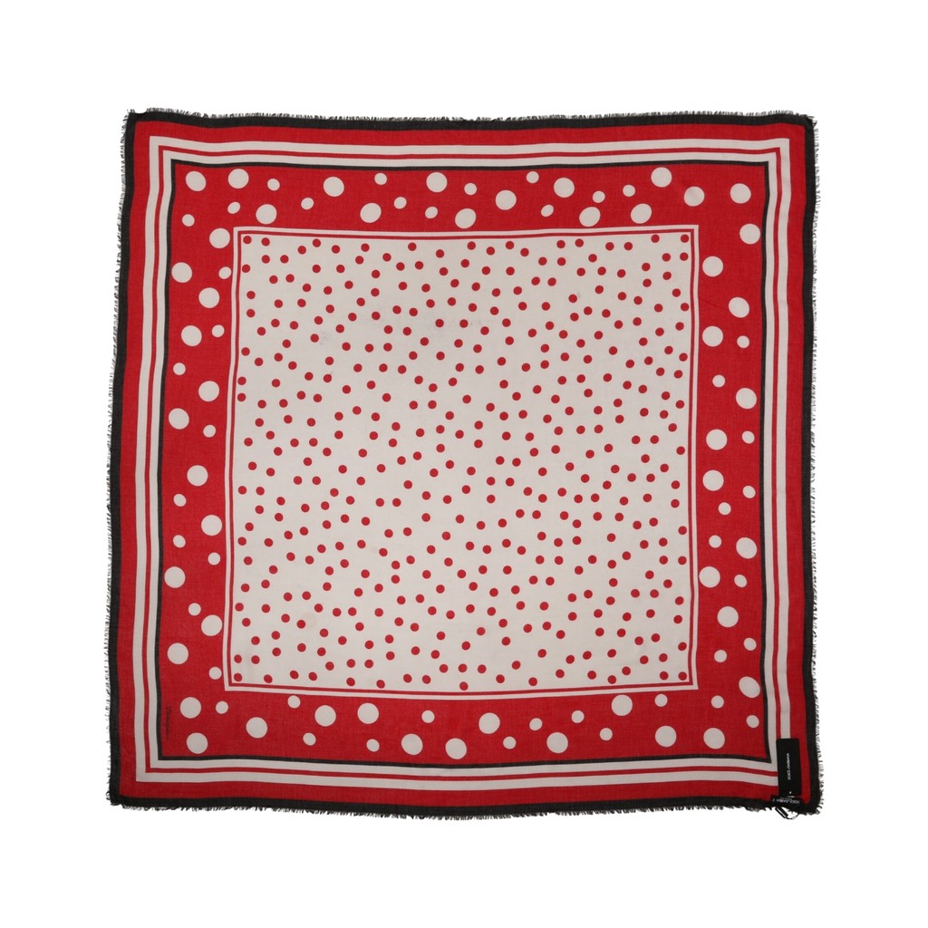 Dolce & Gabbana Red Polka Dot Print Square Stole 130cm x 130cm Scarf for Women