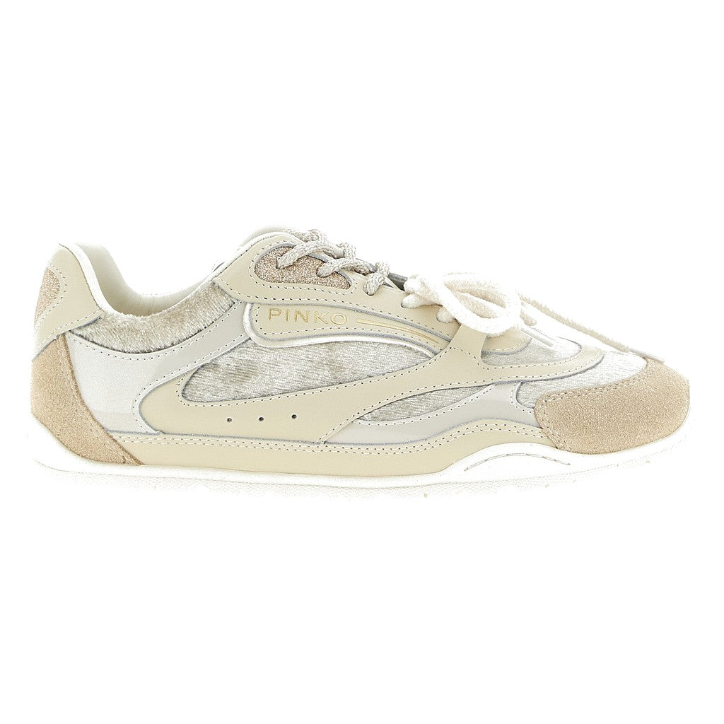 PINKO White Leather Low Top Sneakers for Women