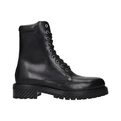 Off-White Black Leather Ankle Boots for Men