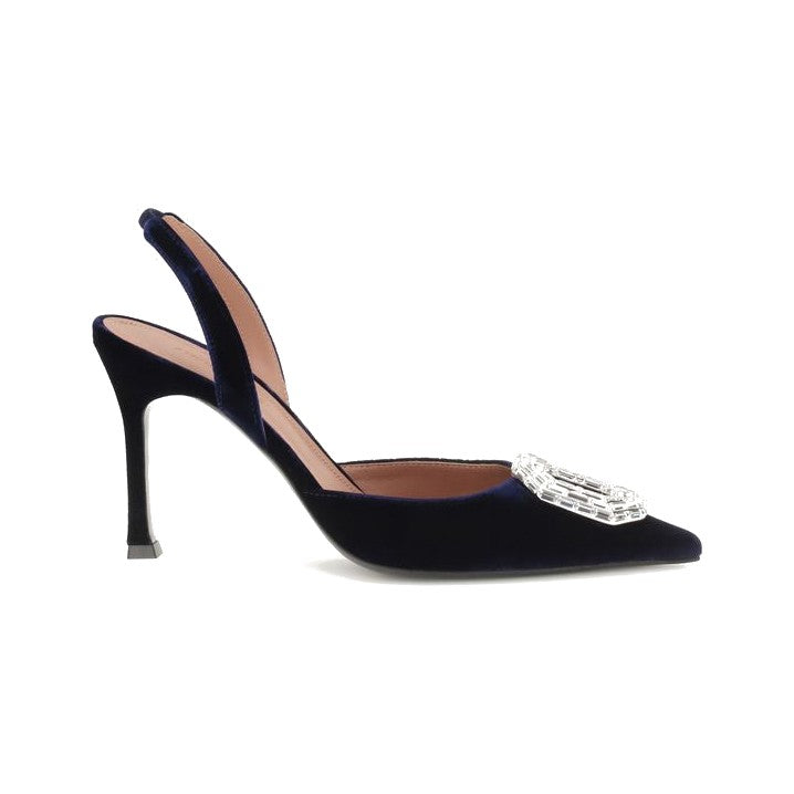 Amina Muaddi Blue Velvet High Heel Pumps for Women