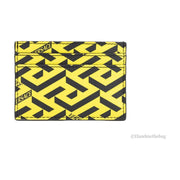 Versace La Greca Pineapple Multicolor Signature Coated Canvas Card Case Wallet for Women