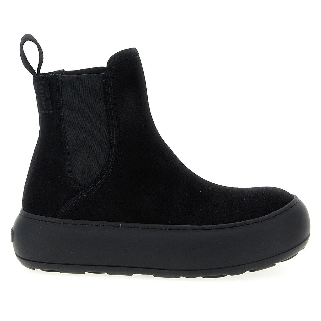 Moschino Black Calfskin Chelsea Boots for Women