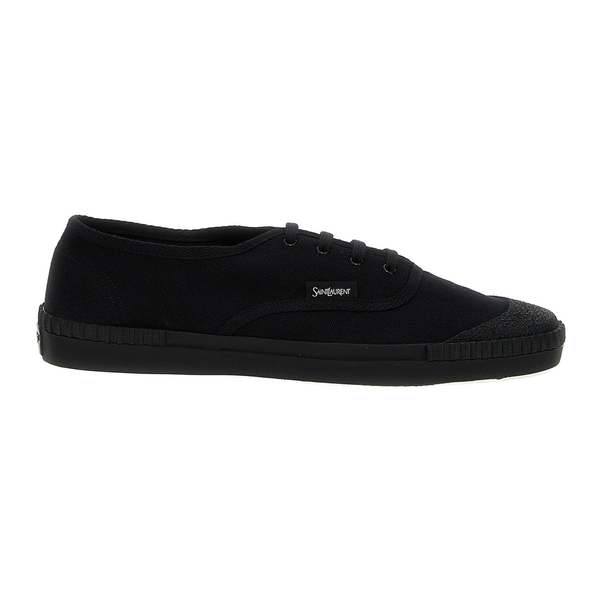 Saint Laurent Black Cotton Low Top Sneakers for Men