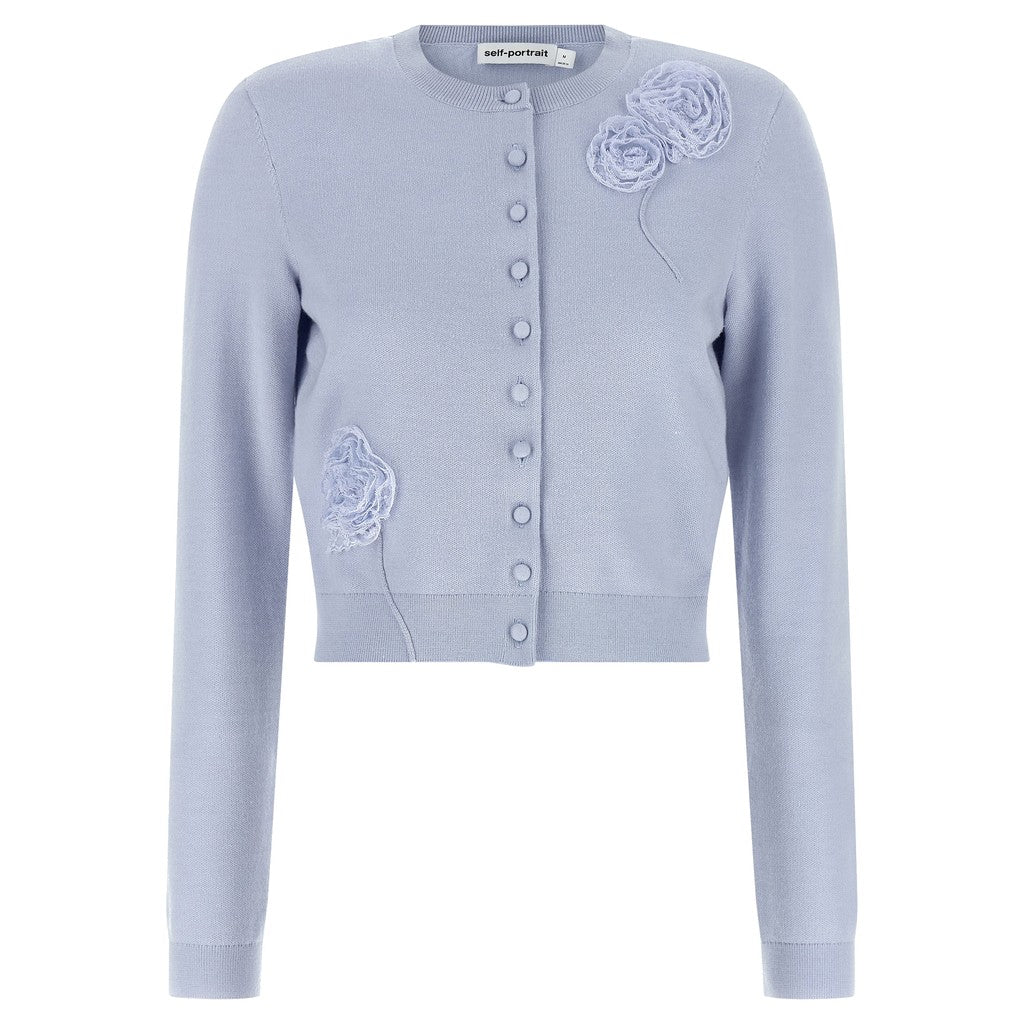 Self-Portrait Blue Polyester Cardigan for Women