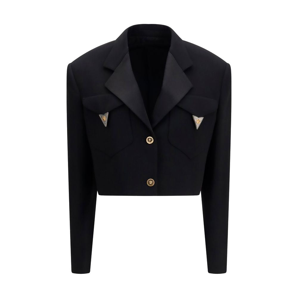 Versace Black Wool Oves Aries Blazer for Women