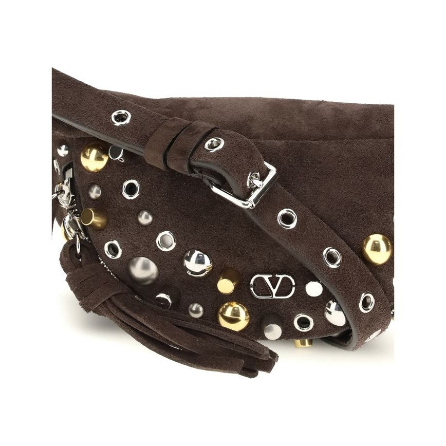 Valentino Garavani Brown Calf Leather Bos Taurus Shoulder Bag for Men