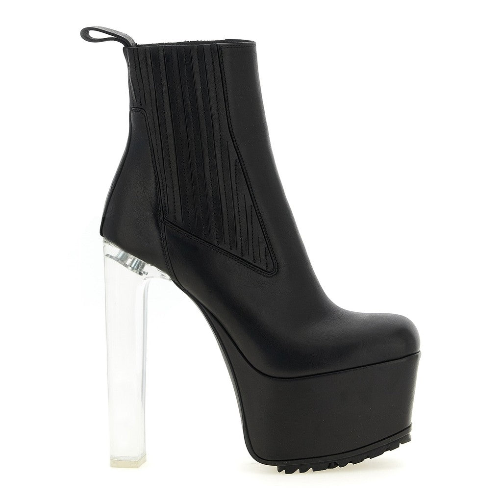 Rick Owens Black Calfskin Ankle Boots for Women